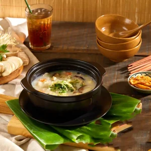 Cháo nấm hạt sen