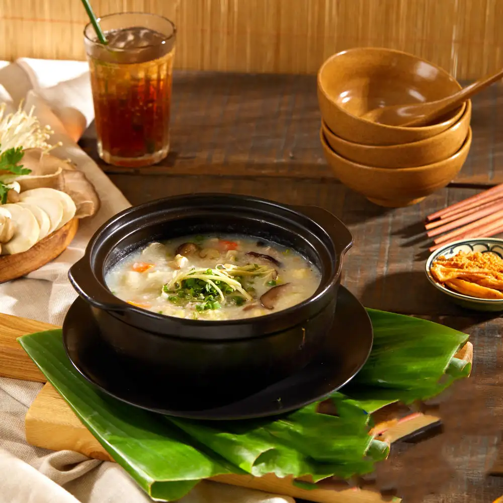 Cháo nấm hạt sen